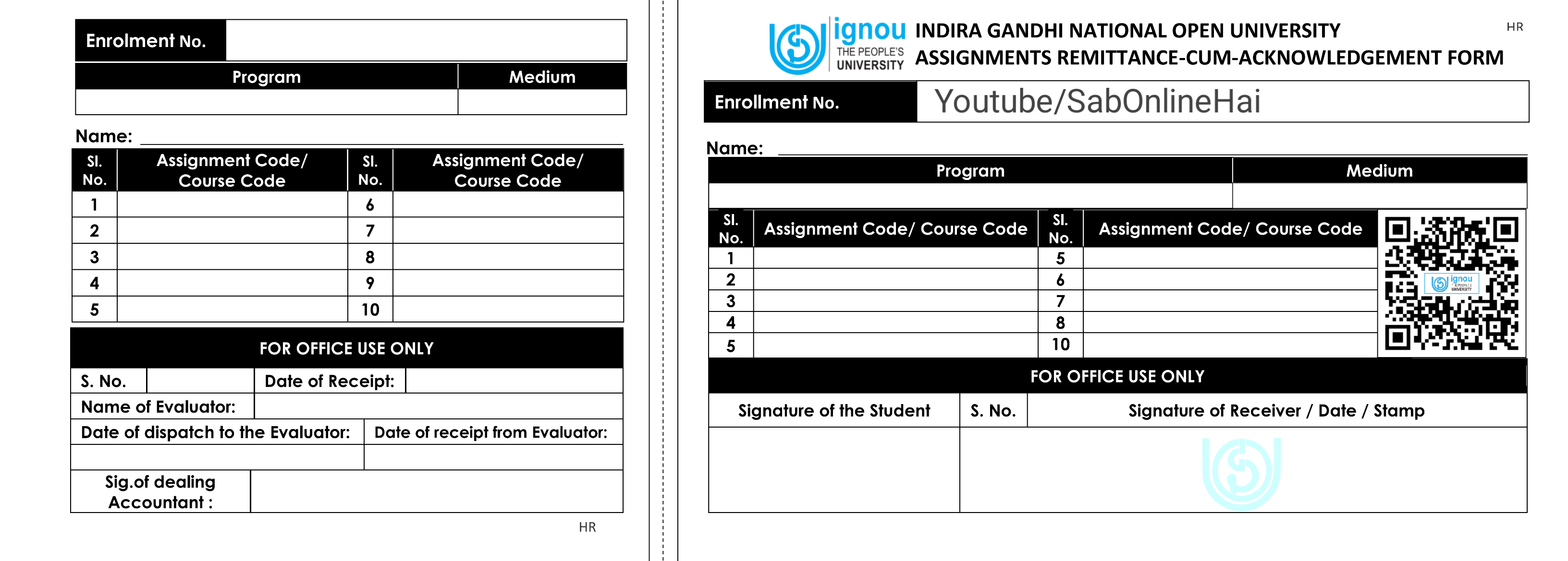 ignou assignment receipt page